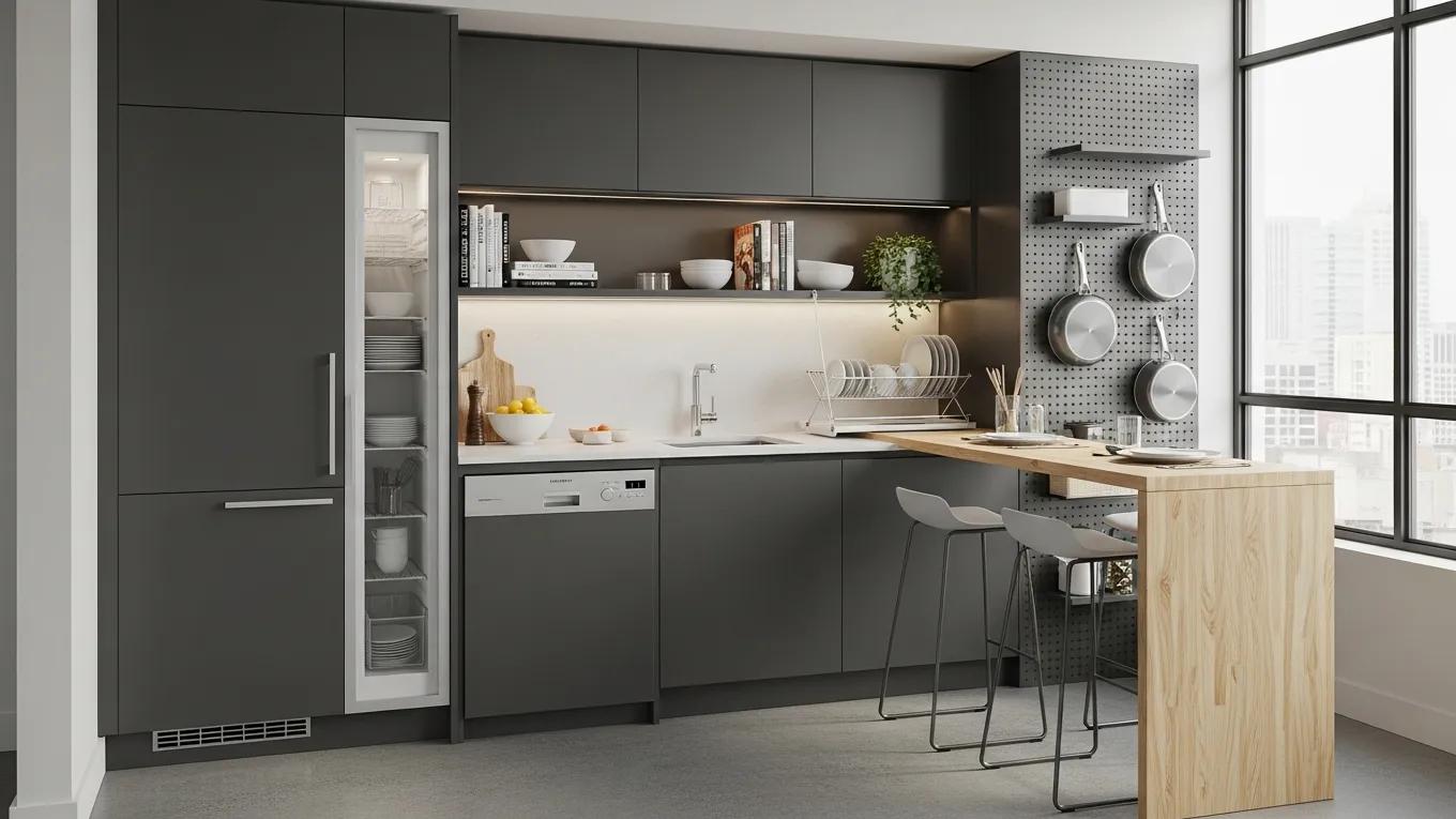 Compact condo kitchen demonstrating space-efficient design solutions for renovations