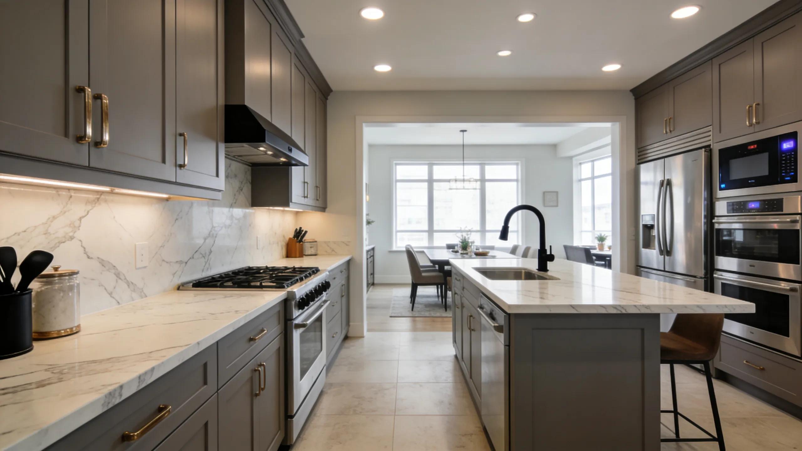 Modern kitchen renovation in the Greater Toronto Area with stylish cabinetry and countertops