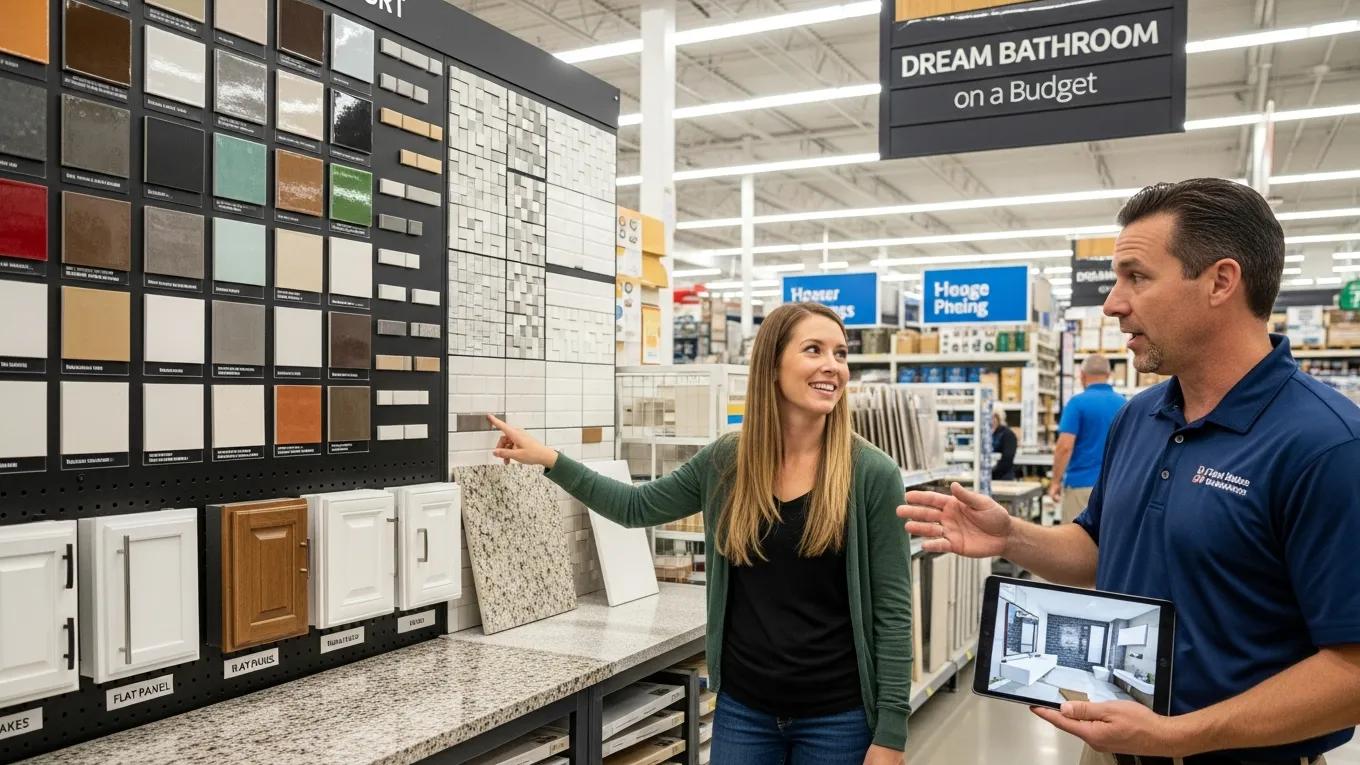 Homeowner discussing budget-friendly renovation plans in a home improvement context