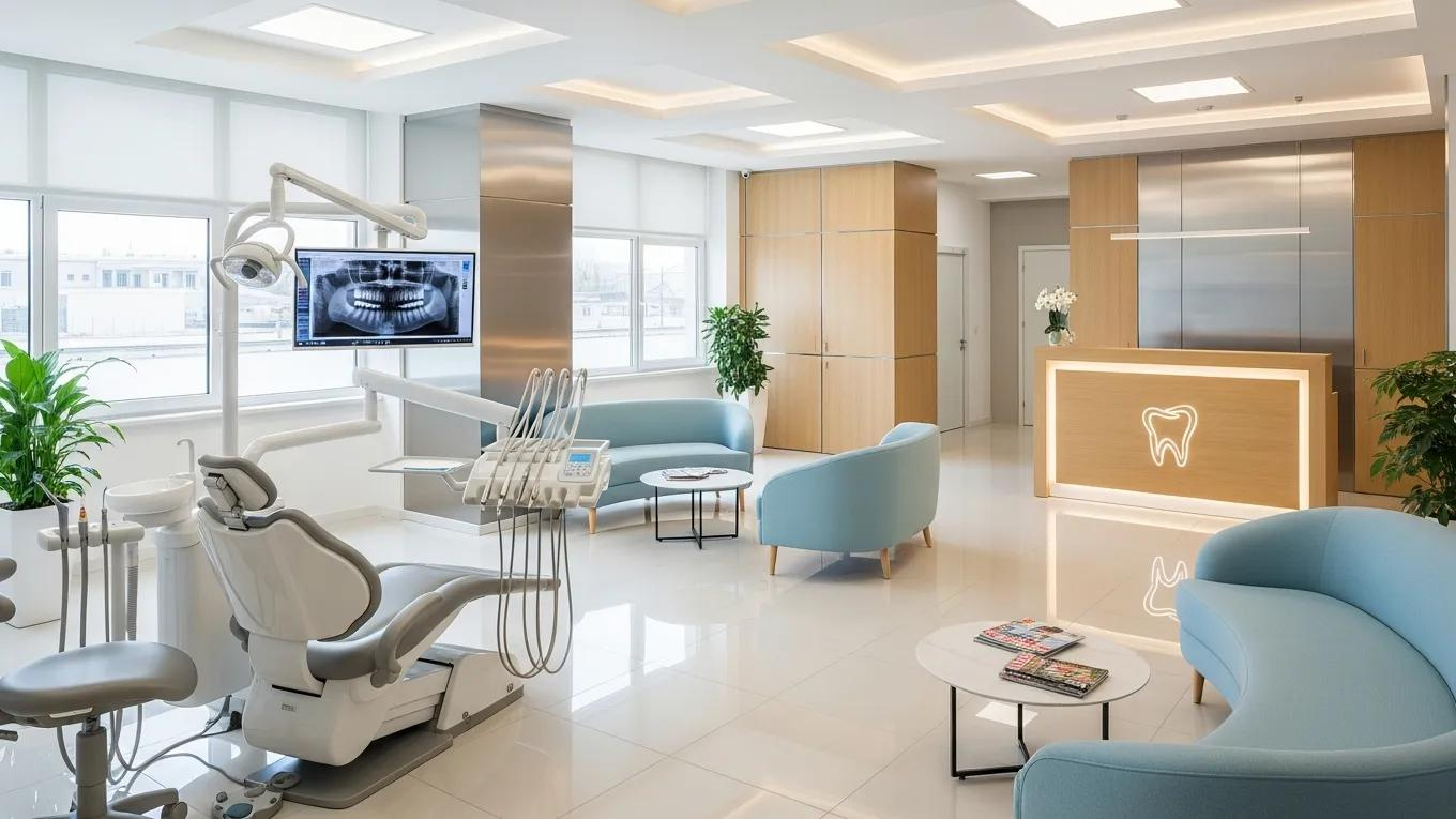 Modern dental office interior with advanced equipment and inviting decor