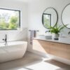 Stylish renovated bathroom highlighting modern design and amenities